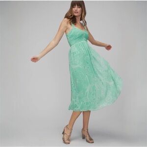 White House Black Market Women’s Green Chiffon Midi Dress size 6
